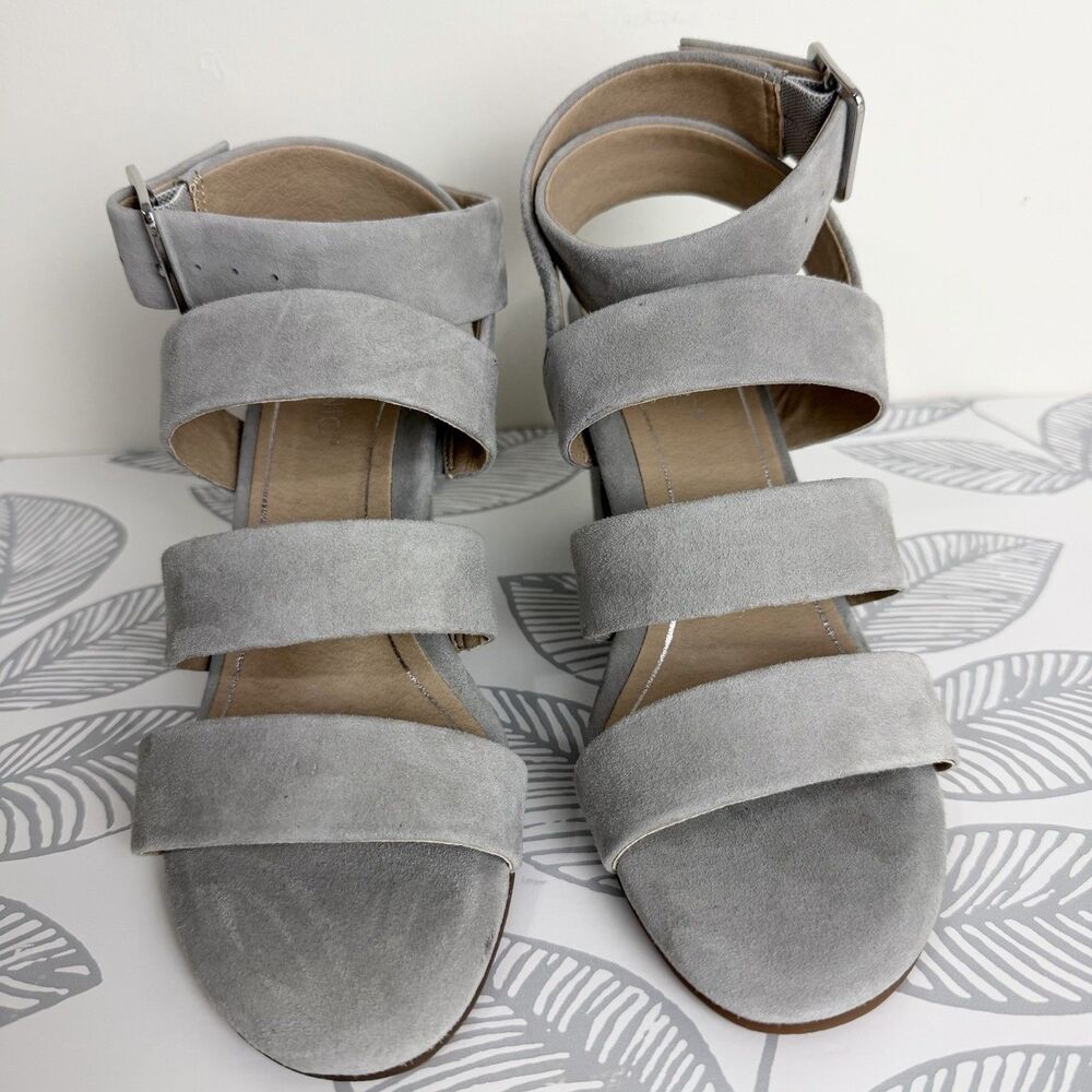 Vionic Blaire Strappy Suede Leather Heels Gray Women’s 7.5 Comfort Support - Picture 3 of 9